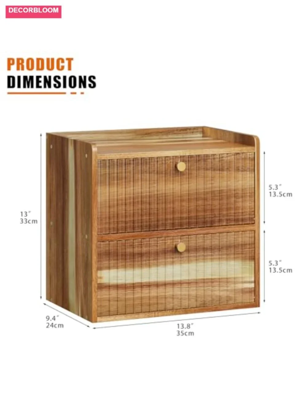 Wood Bread Box Double Layer Farmhouse Kitchen Storage Container Large Capacity